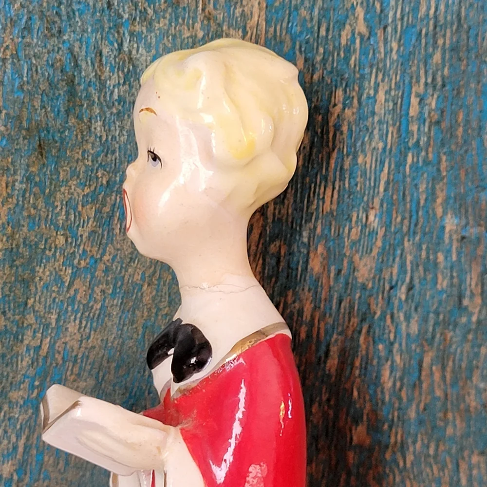 Vintage Christmas Caroler Choir Boy or Girl ~ MCM ~ Cute ~ With Repair See Notes